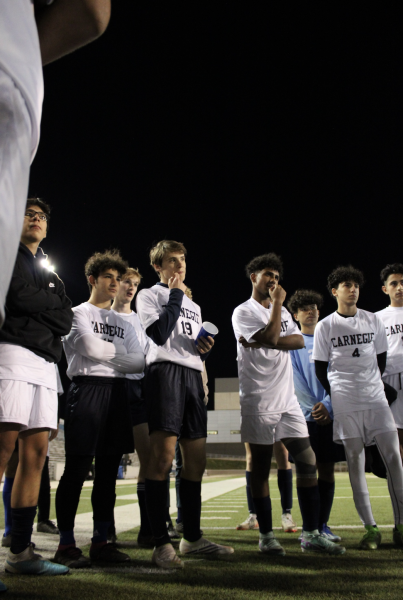 CVHS boys soccer teammates minutes before their first game of the UIL season against Milby HS.